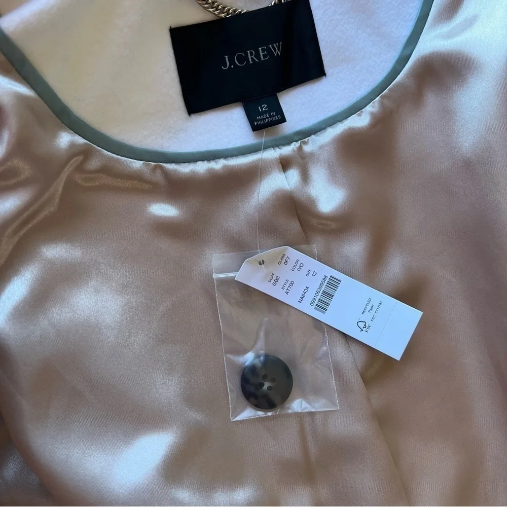 J.Crew Double-Breasted Topcoat in Italian Wool-Cashmere in Ivory Size 12